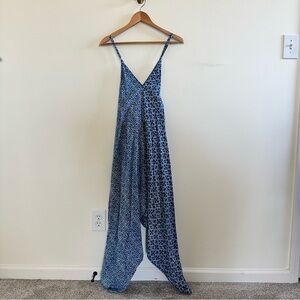 Blue Patterned World Market Jumpsuit- M/L